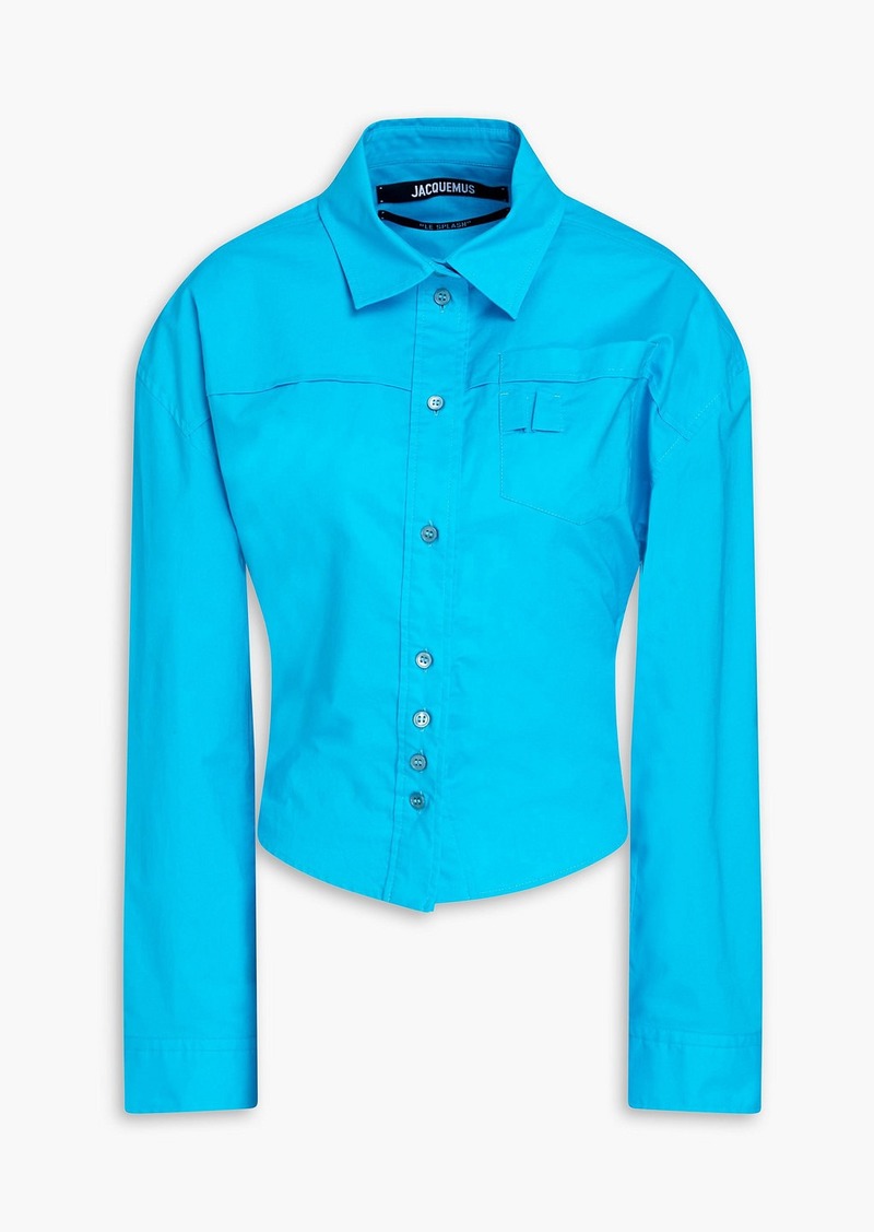 JACQUEMUS - Aqua cutout cotton-poplin shirt - Blue - FR 32