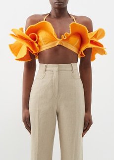 Jacquemus - Artichaut Ruffled Cotton Cropped Top - Womens - Orange
