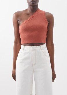 Jacquemus - Ascu One-shoulder Ribbed Linen-blend Top - Womens - Orange