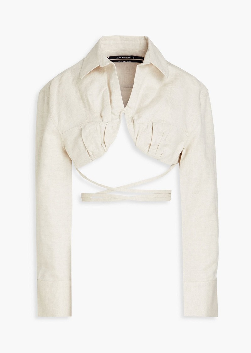 JACQUEMUS - Baci cropped underwired cotton and linen-blend shirt - White - FR 32