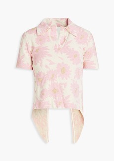 JACQUEMUS - Bagnu cutout floral-print cotton-blend terry polo shirt - Pink - FR 32