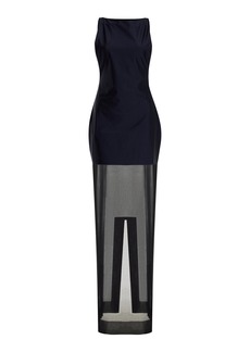 Jacquemus - Banista Sleeveless Crepe-Chiffon Maxi Dress - Navy - FR 36 - Moda Operandi