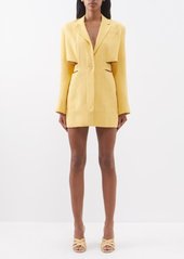 Jacquemus - Bari Cutout Linen-blend Blazer Dress - Womens - Yellow
