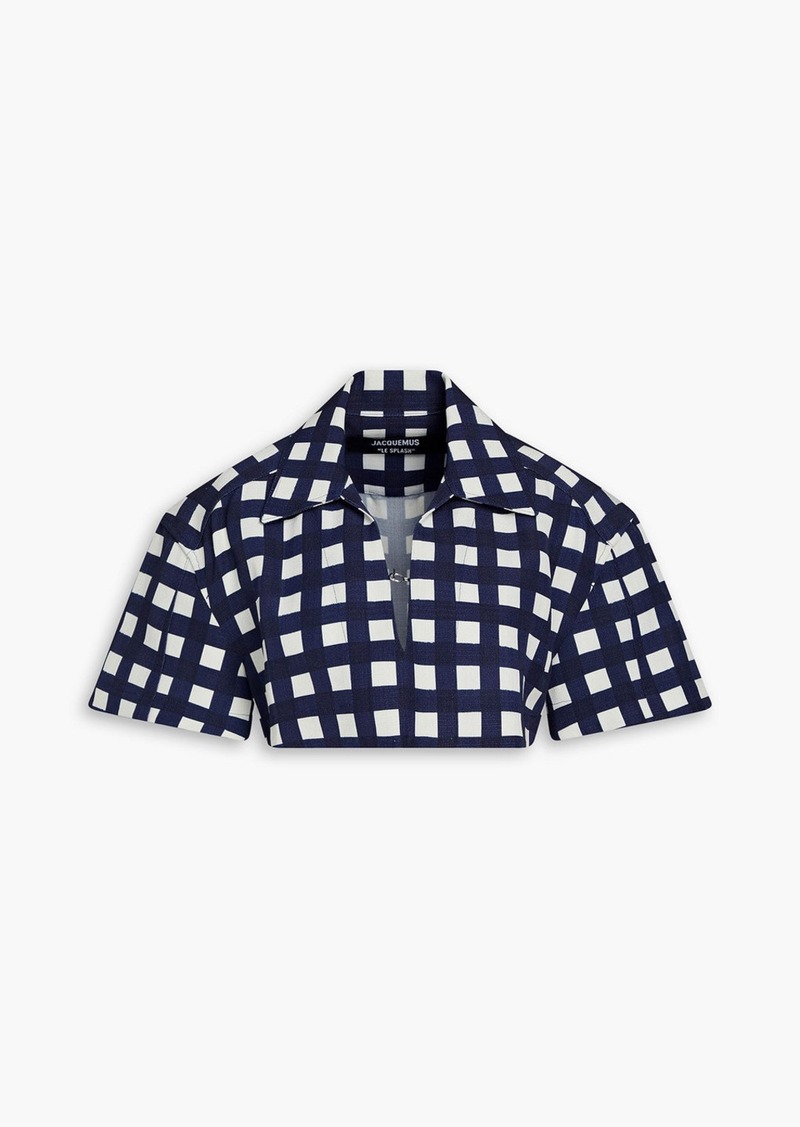 JACQUEMUS - Bebi cropped checked woven shirt - Blue - FR 32