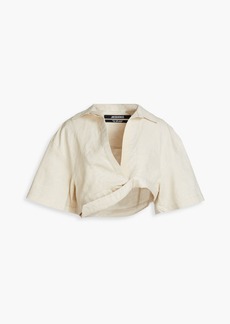 JACQUEMUS - Capri cropped cotton and linen-blend shirt - Neutral - FR 36