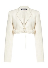 Jacquemus - Croissant Cropped Linen-Blend Jacket - Ivory - FR 34 - Moda Operandi