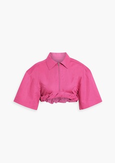 JACQUEMUS - Cropped twisted cotton and linen-blend shirt - Pink - FR 38