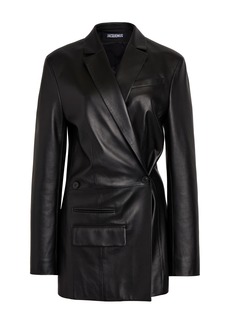 Jacquemus - Double-Breasted Leather Blazer - Black - FR 34 - Moda Operandi