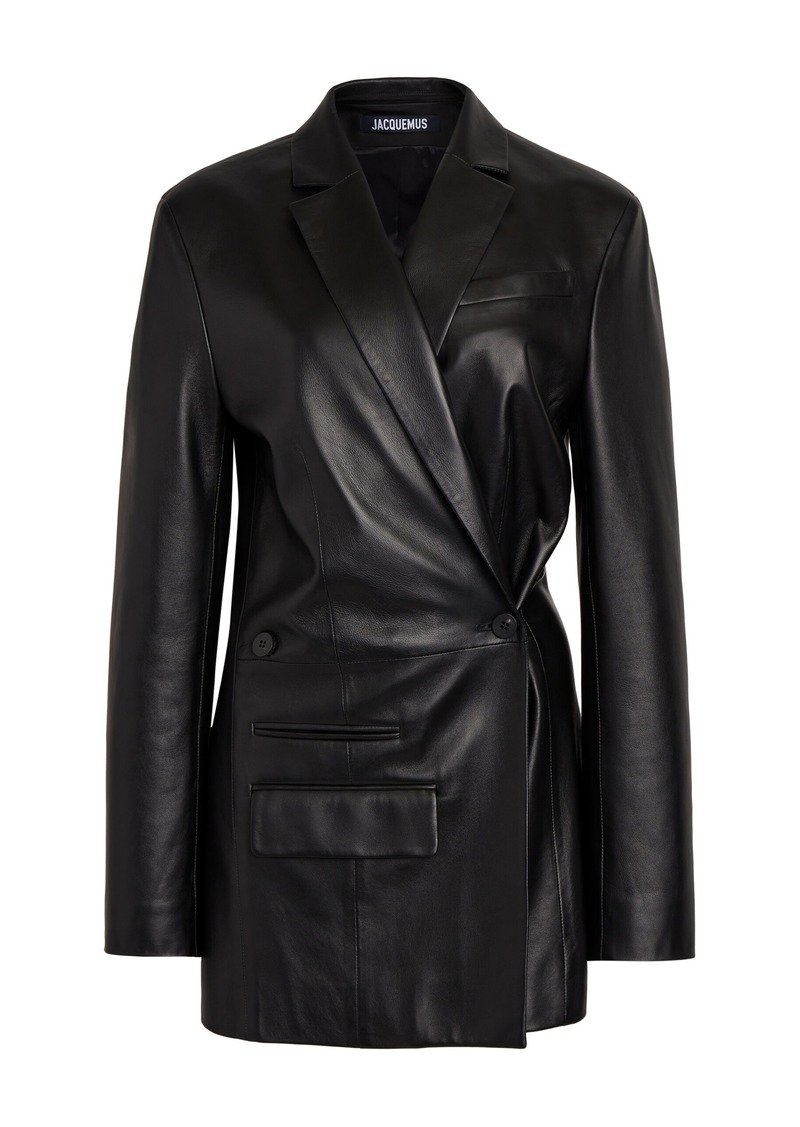 Jacquemus - Double-Breasted Leather Blazer - Black - FR 36 - Moda Operandi