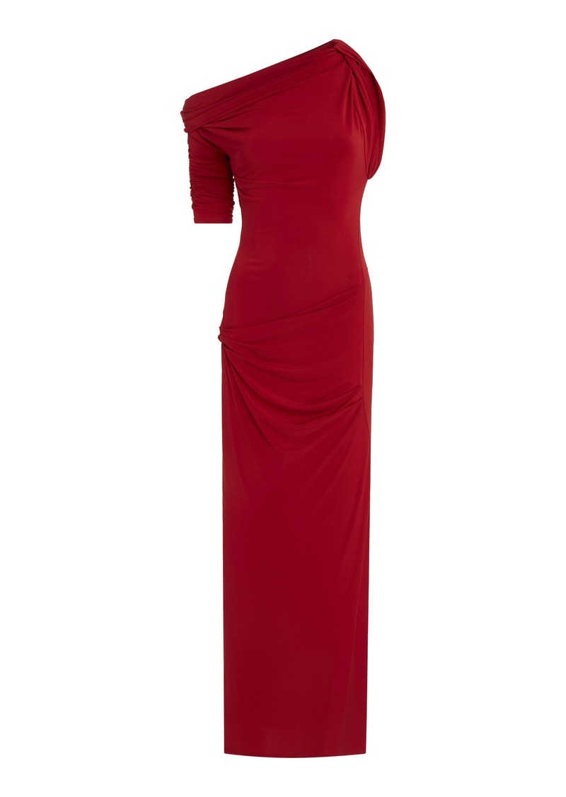 Jacquemus - Drapeado Asymmetric Jersey Maxi Dress - Red - S - Moda Operandi