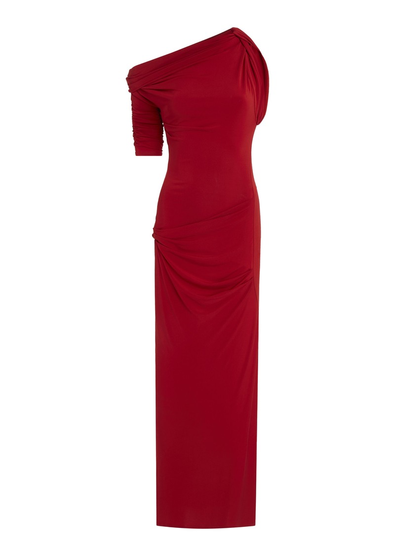 Jacquemus - Drapeado Asymmetric Jersey Maxi Dress - Red - M - Moda Operandi