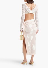 JACQUEMUS - Draped appliquéd cotton-gauze midi skirt - White - FR 34