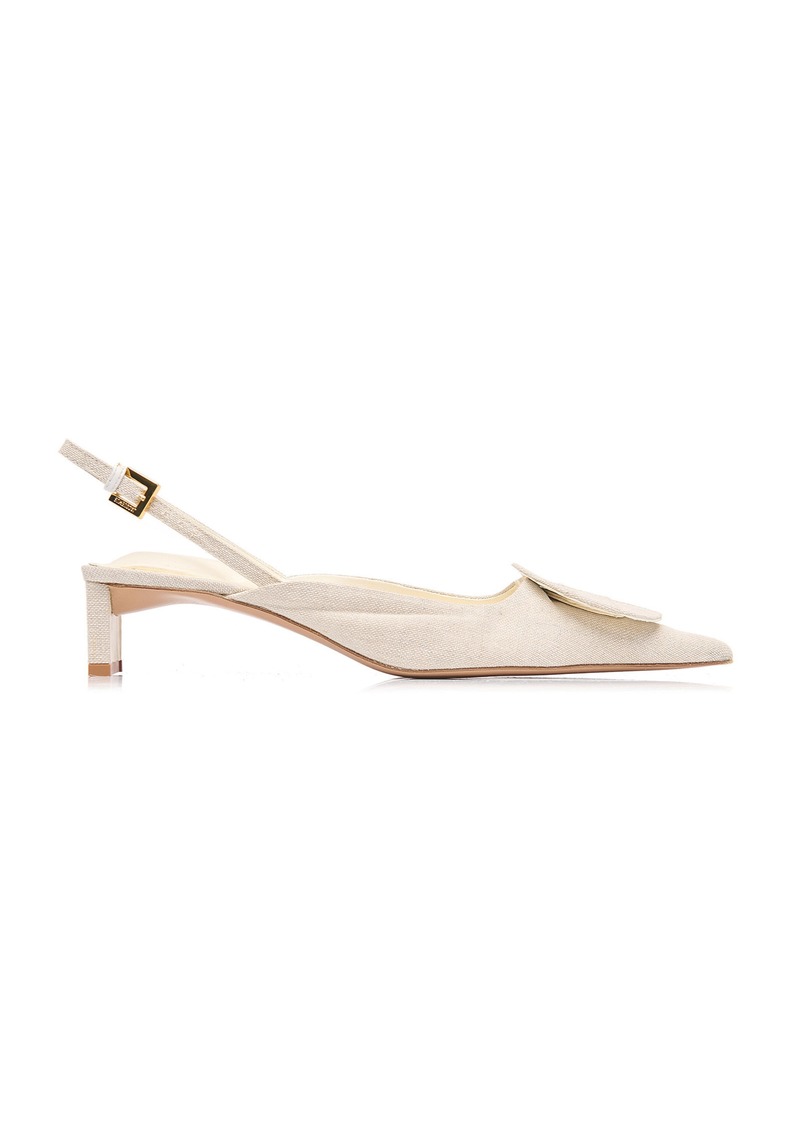 Jacquemus - Duelo Linen Slingback Pumps - Off-White - FR 38 - Moda Operandi