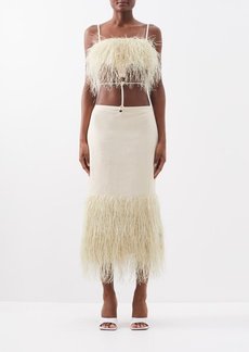 Jacquemus - Fringed Cutout Cotton-blend Midi Dress - Womens - Ivory