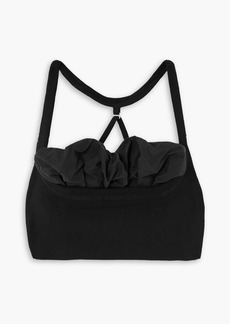 JACQUEMUS - Frivolli taffeta and ribbed stretch-knit halterneck bralette - Black - FR 32