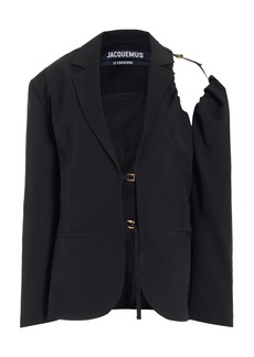 Jacquemus - Galliga Asymmetric Wool Blazer Top - Black - FR 34 - Moda Operandi