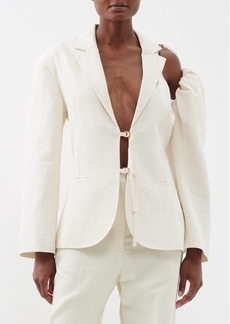 Jacquemus - Galliga Shoulder-cutout Linen-blend Suit Jacket - Womens - Ivory