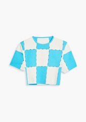 JACQUEMUS - Gelato cropped checked laser-cut cotton-blend top - Pink - FR 36