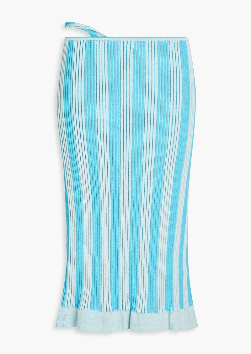 JACQUEMUS - Gelato striped ribbed cotton-blend midi skirt - Blue - FR 32