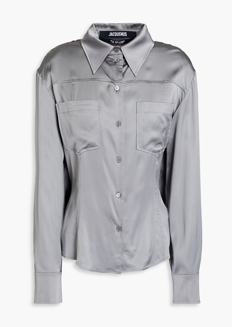 JACQUEMUS - Mentalo open-back satin-twill shirt - Gray - FR 34