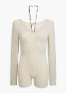 JACQUEMUS - Cielo ribbed-knit playsuit - White - FR 34