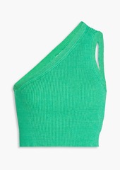 JACQUEMUS - Ascu one-shoulder ribbed linen-blend top - Green - FR 42