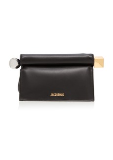 Jacquemus - La Pochette Rond Carré Folded Leather Clutch  - Black - OS - Moda Operandi