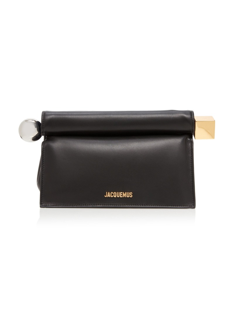 Jacquemus - La Pochette Rond Carré Folded Leather Clutch  - Black - OS - Moda Operandi