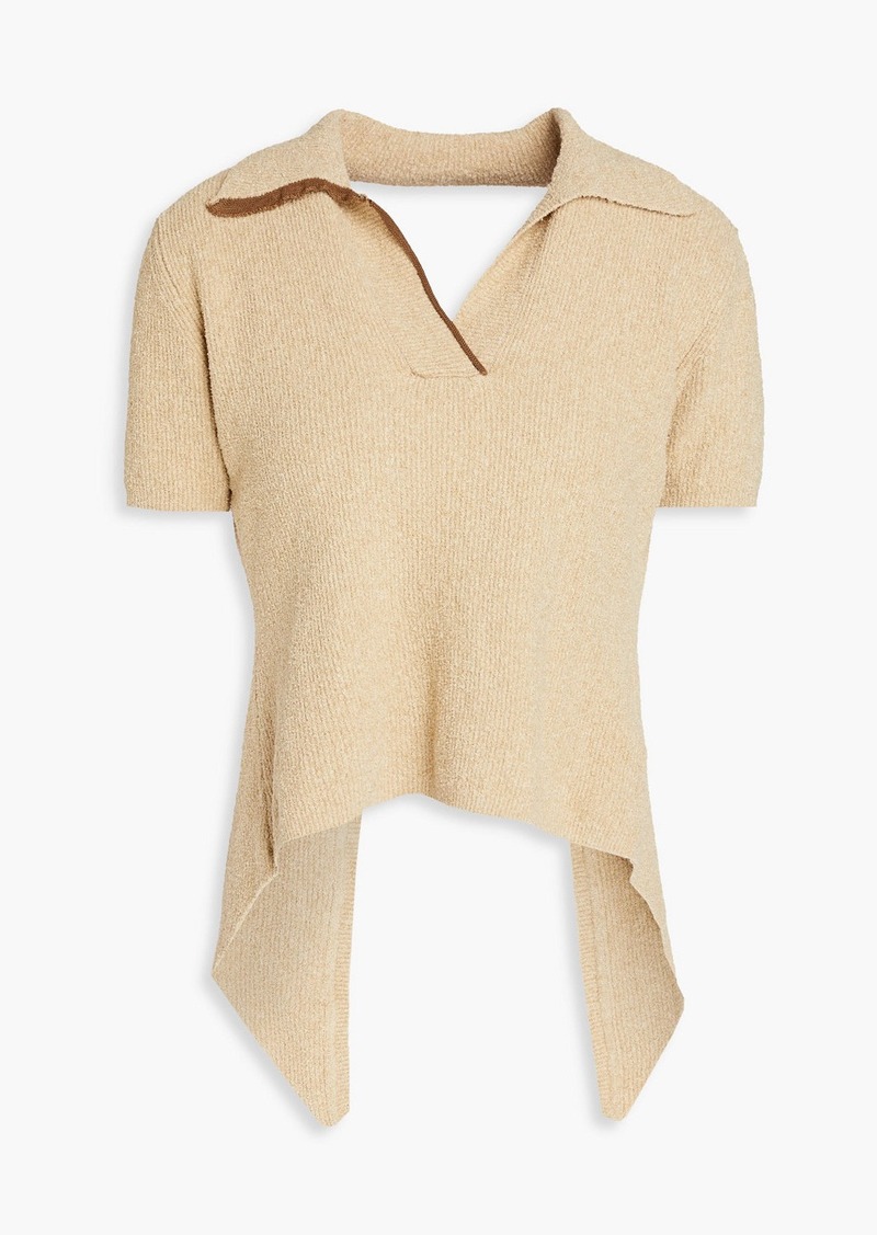 JACQUEMUS - Bagnu open-back cotton-blend terry polo shirt - Neutral - FR 36