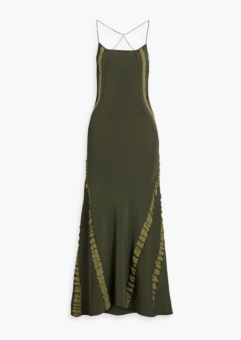 JACQUEMUS - Maille open-back pointelle-trimmed stretch-knit maxi dress - Green - FR 42