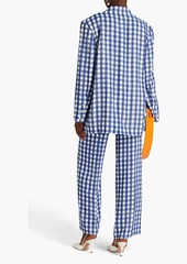JACQUEMUS - Marino double-breasted gingham woven blazer - Blue - FR 34