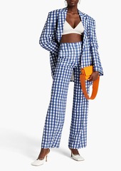 JACQUEMUS - Marino double-breasted gingham woven blazer - Blue - FR 34