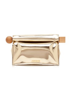 Jacquemus - Metallic Faux Patent Leather Clutch - Gold - OS - Moda Operandi