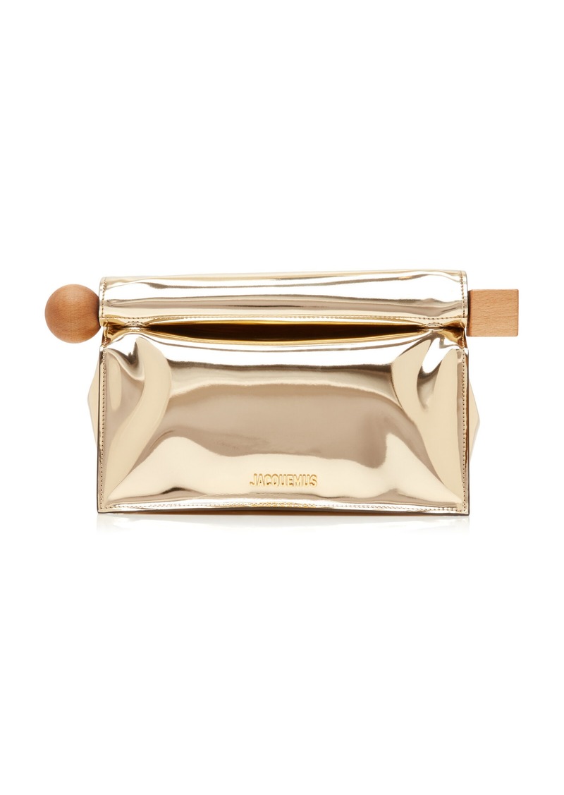 Jacquemus - Metallic Faux Patent Leather Clutch - Gold - OS - Moda Operandi