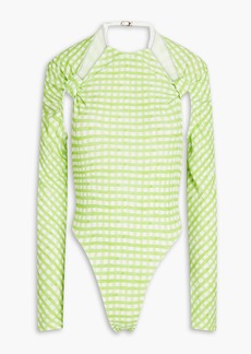 JACQUEMUS - Nodi cutout knotted gingham jersey bodysuit - Green - FR 32