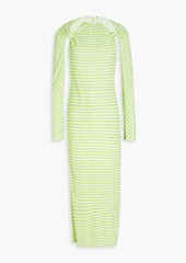 JACQUEMUS - Nodi gingham cutout stretch-jersey midi dress - Green - FR 32
