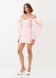 Jacquemus - Oversized-sleeve Taffeta Midi Dress - Womens - Light Pink