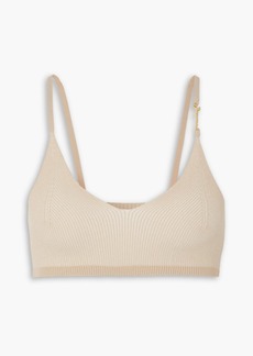 JACQUEMUS - Pralu cropped embellished ribbed-knit top - Neutral - XS