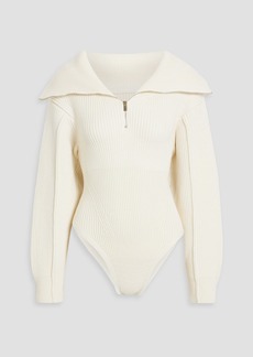 JACQUEMUS - Ribbed merino wool half-zip bodysuit - White - FR 34