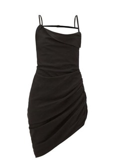 Jacquemus - Saudade Asymmetric Gathered Mini Dress - Womens - Black