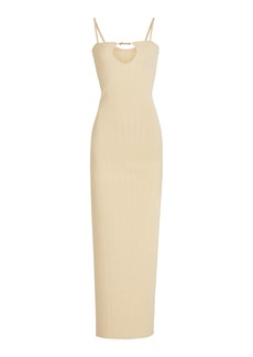 Jacquemus - Sierra Charm-Detailed Ribbed-Knit Midi Dress - Neutral - FR 36 - Moda Operandi