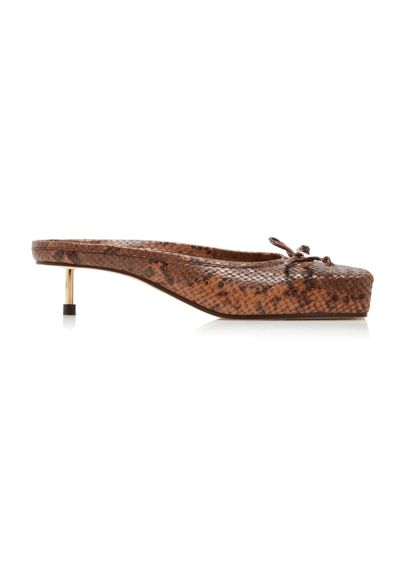 Jacquemus - Snake-Effect Leather Ballet Mules - Animal - FR 39 - Moda Operandi