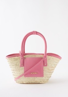 Jacquemus - Soli Small Leather-trim Straw Basket Bag - Womens - Pink