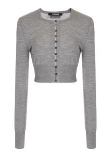 Jacquemus - Spiaggia Cropped Wool-Blend Cardigan - Grey - FR 38 - Moda Operandi