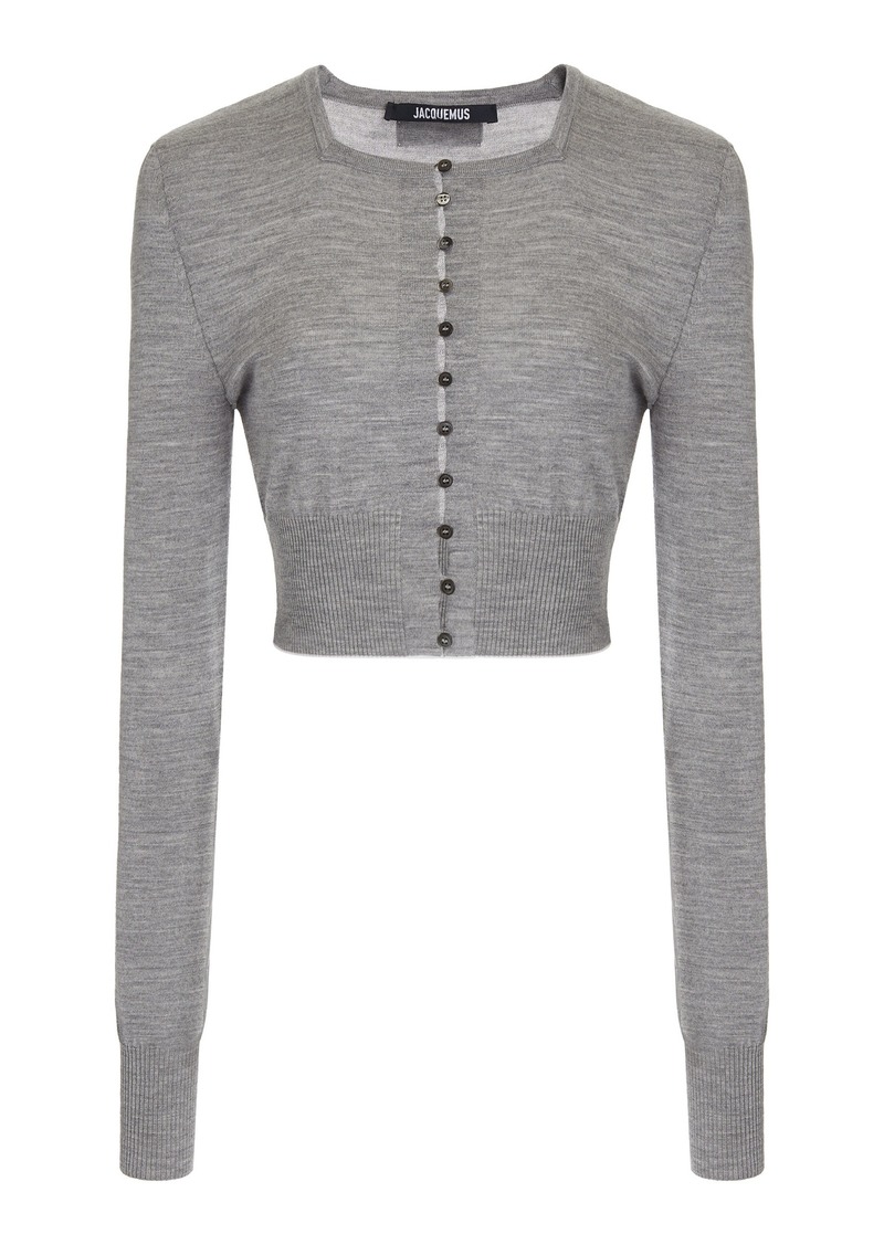 Jacquemus - Spiaggia Cropped Wool-Blend Cardigan - Grey - FR 34 - Moda Operandi