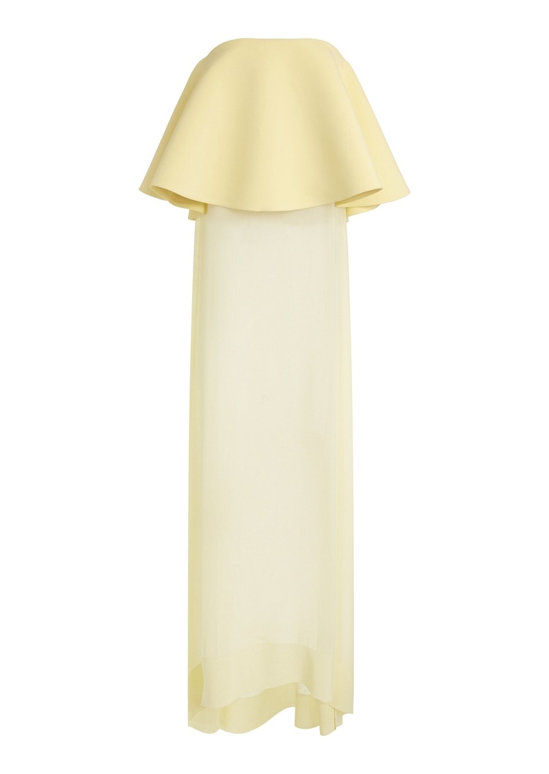 Jacquemus - Vela Strapless Crepe-Chiffon Peplum Maxi Dress - Yellow - FR 36 - Moda Operandi