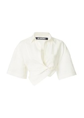 Jacquemus - Women's Capri Oversized Twisted Linen Cropped Shirt - Neutral - Moda Operandi