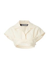 Jacquemus - Women's Santon Tie-Detailed Linen-Blend Cropped Shirt - White - Moda Operandi