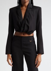 Jacquemus Bahia Crop Drape Virgin Wool Jacket