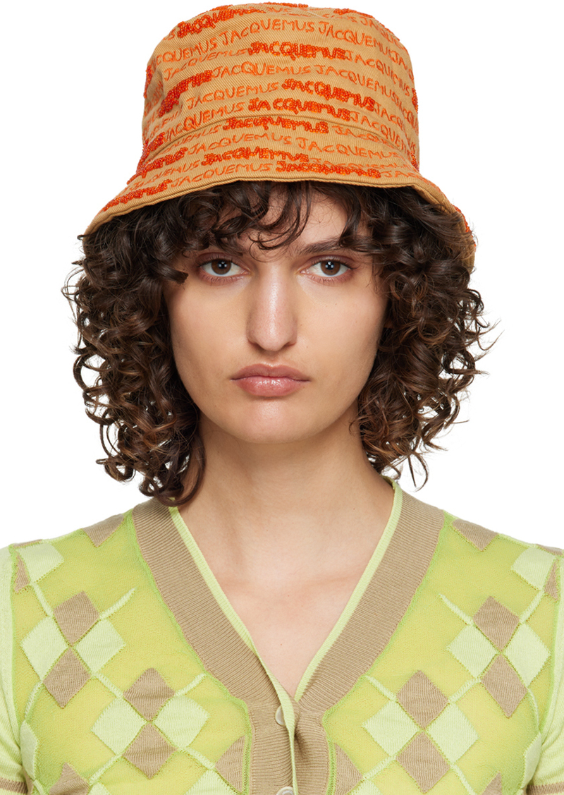 JACQUEMUS Beige Le Raphia 'Le Bob Bordado' Bucket Hat